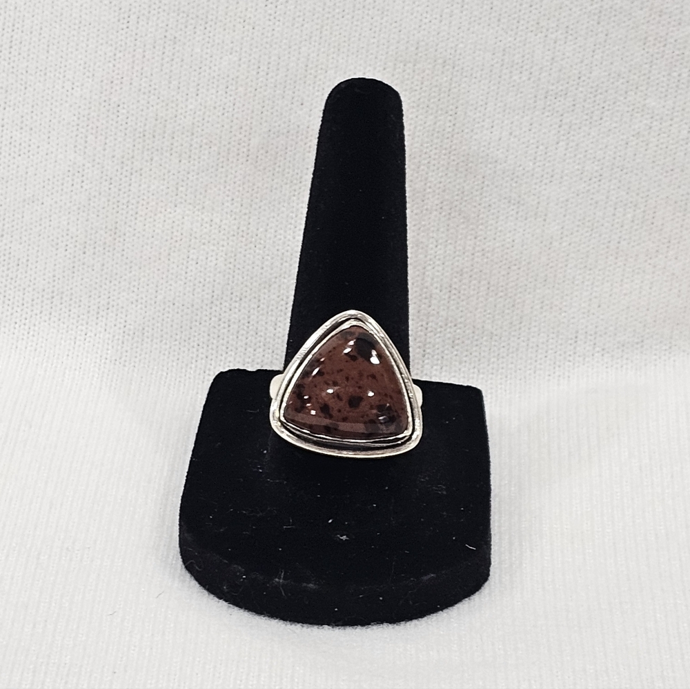 Mahogany Obsidian  Sterling Silver Ring - Women's Jewelry Size 8